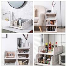 LIVINGANDHOME 1 Piece Foldable Stackable Clothes Storage Organiser Basket,Drawer Storage Basket,Home DIY Layered Divider Drawer Rack,Wardrobe Storage Box Organizer,Sliding Cabinet Drawer Storage Shelf Organzier For Wardrobe Cupboard Kitchen Bathroom Office - Grey - View 11
