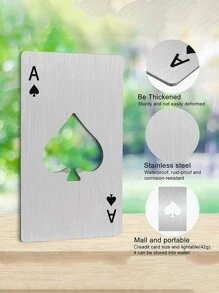 1 pièce Ouvre-bouteille de bière en acier inoxydable avec motif de pique et cœur noir, portable de taille portefeuille et de poche, convient pour la famille, les cadeaux de demoiselle d'honneur pour mariage, les cadeaux de fête, les cadeaux d'anniversaire et enterrement de vie de jeune fille, les cadeaux pour la fête des pères et la remise des diplômes, les cadeaux pour le mari, le père et le petit ami, ustensiles de cuisine réutilisables, pour l'extérieur, le camping