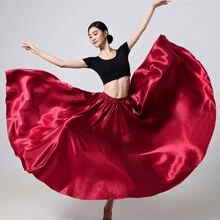 1 szt Burgudnia Panie 95CM Satyna Maks Spódnica midi Długi Sukienki Elastyczny pas Dla Taniec brzucha Przyjęcie księżniczki Cosplay Tańczenie Spódnice