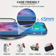 15W Wireless Charger Compatible With IPhone 16 15 14 13 12 Pro XS Max Mini X XR Induction Fast Wireless Charging Pad - Black - View 6