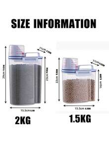 1.5kg/2kg Dog Cat Food Storage Tank With Measuring Cup Container Kitchen Storage Rice Box Grain Sealed Jar Pet Supplies Accessories - Blue and White - View 11