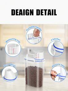 1.5kg/2kg Dog Cat Food Storage Tank With Measuring Cup Container Kitchen Storage Rice Box Grain Sealed Jar Pet Supplies Accessories - Blue and White - View 9