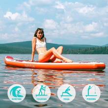 FunWater Stand Up Paddle Board Inflatable  Surfboard Complete Accessories For Adjustable Paddle Board, Pump, ISUP Travel Backpack, Leash, Waterproof Bag, Adult Paddle Board - KOI-red - View 6
