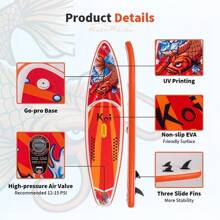 FunWater Stand Up Paddle Board Inflatable  Surfboard Complete Accessories For Adjustable Paddle Board, Pump, ISUP Travel Backpack, Leash, Waterproof Bag, Adult Paddle Board - KOI-red - View 3