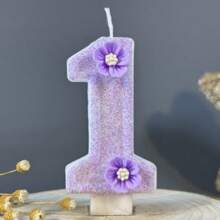 创意 0-9 数字和字母生日蜡烛，手工 DIY 蛋糕装饰，适合节日主题派对，紫色手绘蜡烛，适合庆祝生日、女孩、圣诞节 - 淡紫色 - 查看 2