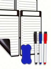 5pcs/Set Random Color Magnetic Dry Erase List Boards For Refrigerator - Includes 3 Fine Tip Markers And 1 Eraser, Shopping List, Menu, To Do List, Chores Chart, Daily Planner, Magnetic Memo Gifts Birthday Graduation Home Decor Back To School Room Decor School Supplies - Multicolor - View 1