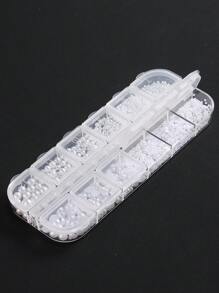 1盒白色珍珠美甲装饰品，扁平珍珠，水晶水钻，鱼子酱珍珠3D吊坠美甲饰品DIY配件，适用于按压式美甲，美甲用品，美甲宝石 - 白色 - 查看 8