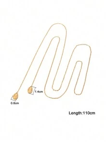 1pc Fashionable Ocean Series Women's Stainless Steel Gold Long Necklace Shell Pendant Decor Jewelry
