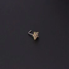 1 件/3 件全新 L 型鼻钉，穿孔鼻环，花朵、心形、蝴蝶、星星、月亮图案，欧洲和中东风格珠宝，极简主义，日常时尚，女友礼物 - 金色 - 查看 5