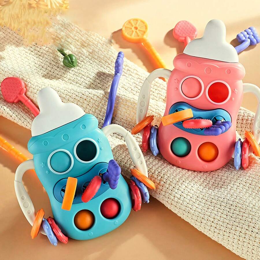 Baby Teether, Milk Bottle Shaped Educational Toy For 01 Year Old