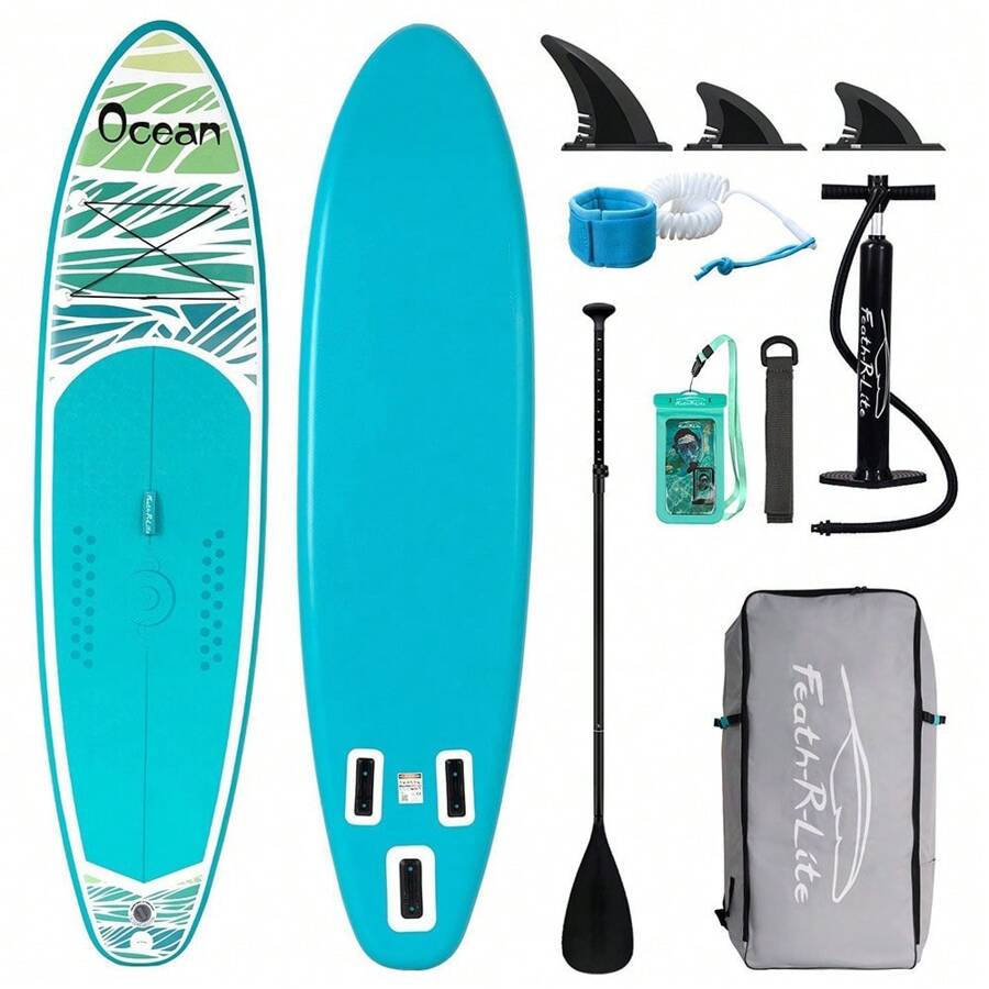 FunWater Stand Up Paddle Board Inflatable Surfboard Complete Accessories For Adjustable Paddle Board, Pump, ISUP Travel Backpack, Leash, Waterproof Bag, Adult Paddle Board - Ocean-blue - View 1