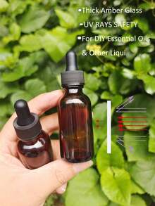 2pcs 2 Oz Dropper Bottles 15ml 30ml 60ml Thick Dark Amber Glass Tincture Bottles With Eye Droppers - Leakproof Essential Oils Bottles - Brown - View 2