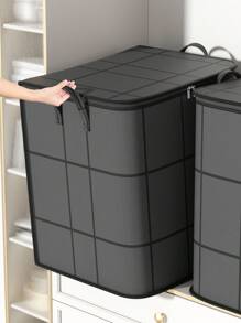 1 个储物袋大号毛毯衣服整理和储物容器，适用于棉被、床上用品、可折叠收纳袋，配有加固手柄、透明窗口、坚固拉链、灰色装饰装饰节日装饰房间装饰家居装饰卧室装饰 - 灰色 - 查看 1