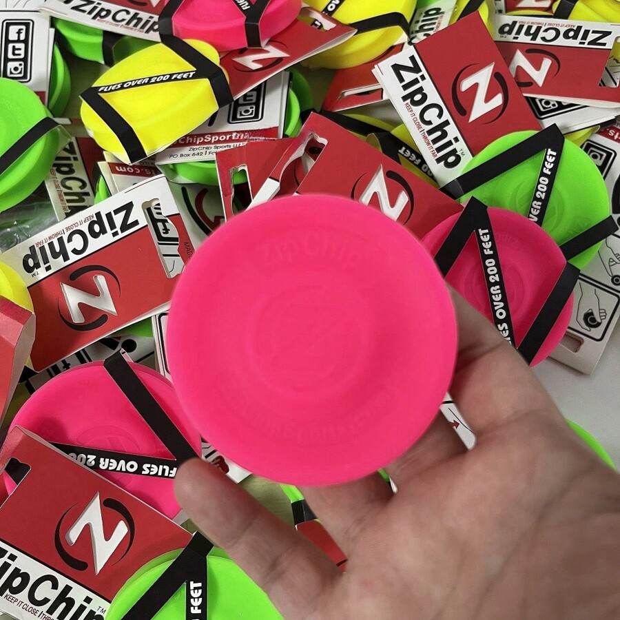 Silicone Flying Disc, Reflecting Light In The Dark Zip Chip, Fingertip