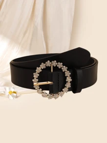 女士水钻花朵装饰时尚腰带，适合日常装饰，优雅夏季、秋季、万圣节