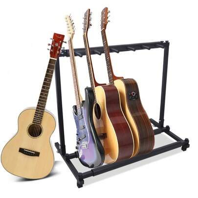 YUNRUX Suporte de guitarra de 5 dobras, ajuste universal, suporte de guitarra multisuporte com vários suportes, suporte de guitarra, suporte de guitarra, para guitarra acústica, elétrica, baixo acústico, presente de colecionador de guitarra