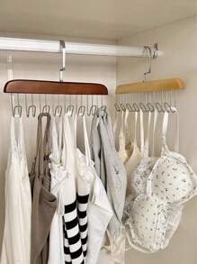 1只木質吊帶衣架，多功能內衣背心收納工具，家居學生宿舍掛勾，無痕衣架 - 彩色 - 查看 6