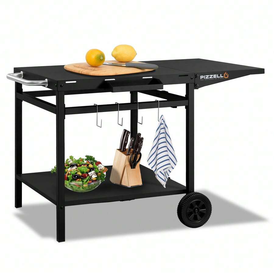 Pizzello Dining Cart Table With DoubleShelf 112 X 66 Cm Extra Large