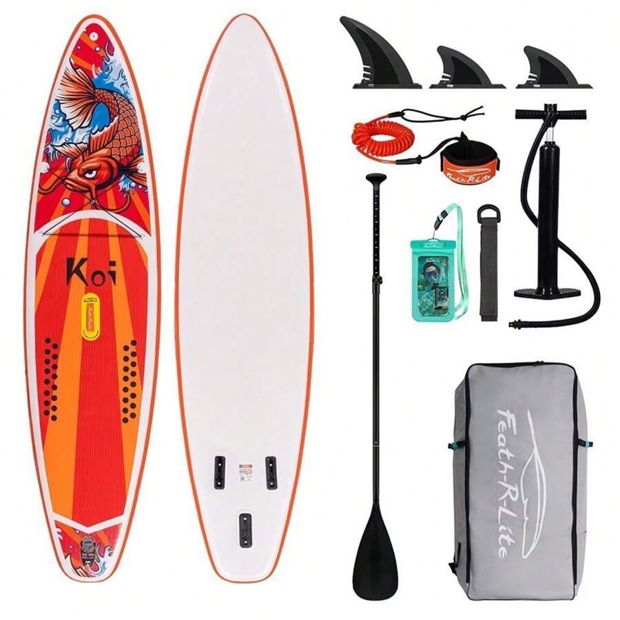 FunWater Stand Up Paddle Board Inflatable Surfboard Complete Accessories For Adjustable Paddle Board, Pump, ISUP Travel Backpack, Leash, Waterproof Bag, Adult Paddle Board - KOI-red - View 1