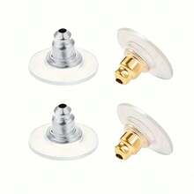 100pcs Round Earring Backs With Anti-Allergic Silicone Cushions And Non-Slip Design, DIY Jewelry Material - One Bag - View 7