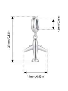 WOSTU 1pc 925 Sterling Silver Cute Mini Aircraft Planet Pendant Cubic Zirconia Charm Beads Fit Women Girl DIY Bracelet And Necklace Fine Jewelry Making
