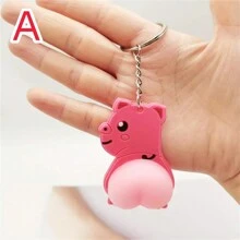 1PC Cute Cartoon Animal Butt Pinch Happy Key Chain Vent Ball Toy Decompress Butt Key Ring - Multicolor - View 14