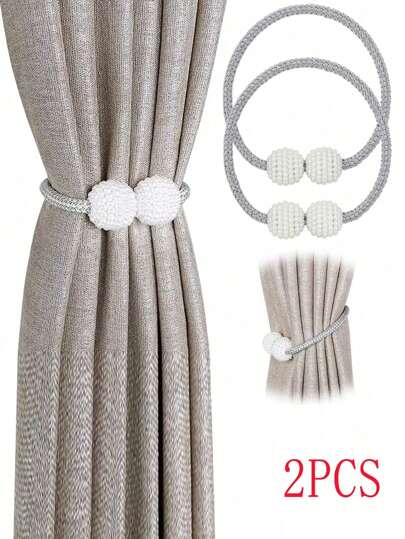 2pcs Magnetic Curtain Tiebacks, Window Tieback Holder Decorative Rope Fixer Classic Tie Design For Home Office Window Drapes, Length 42cm Home Bathroom Decor Fall Decor Bathroom Accessories Back To School