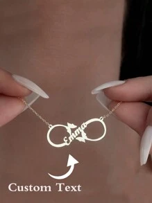Customized English Letter Pendant Necklace - 18K Gold Plated Personalized Infinite Butterfly Necklace Customized Name Stainless Steel Jewelry Necklace Women's Festival Gift - Platinum Plated - View 3