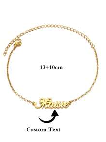 Personalisierte Namenskette für Frauen aus Edelstahl in Silber Farbe als Fußkettchen, modischer Fußschmuck