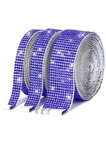 1pc 3Rolls Self-Adhesive Crystal Rhinestone Diamond Ribbon DIY Decoration Sticker With 2 Mm Rhinestones For DIY Event Car.Cross-Border Explosive Rhinestone Strips Self-Adhesive Rhinestone Paste Hot Melt Adhesive Mesh Diamond Tape DIY Ribbon Strips Clothing Accessories Hot Diamond Tape - Multicolor - View 5