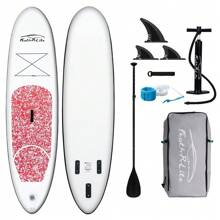 FunWater Tabla de Paddle Stand Up Tabla de Surf  Inflable Accesorios Completos para Tabla de Paddle Ajustable, Bomba, Mochila de Viaje ISUP, Correa, Bolsa Impermeable, Tabla de Paddle para Adultos - 04C-Rojo - Ver 1