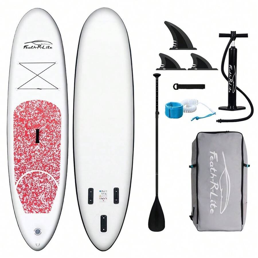 FunWater Tabla de Paddle Stand Up Tabla de Surf Inflable Accesorios Completos para Tabla de Paddle Ajustable, Bomba, Mochila de Viaje ISUP, Correa, Bolsa Impermeable, Tabla de Paddle para Adultos - 04C-Rojo - Ver 1
