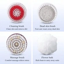 4 IN 1Multifunction Electric Bath Brush Massager Back-Rubbing Brush Long Handle Spinning Body Cleaning Spa Massage Shower Brush Sets Electric Bath Brush Long Handle Waterproof Cordless Body Bath Exfoliating Soft Silicone Body Scrubber Brush