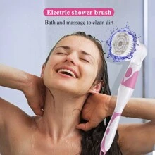 4 IN 1Multifunction Electric Bath Brush Massager Back-Rubbing Brush Long Handle Spinning Body Cleaning Spa Massage Shower Brush Sets Electric Bath Brush Long Handle Waterproof Cordless Body Bath Exfoliating Soft Silicone Body Scrubber Brush