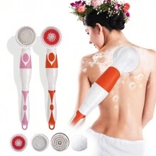 4 IN 1Multifunction Electric Bath Brush Massager Back-Rubbing Brush Long Handle Spinning Body Cleaning Spa Massage Shower Brush Sets Electric Bath Brush Long Handle Waterproof Cordless Body Bath Exfoliating Soft Silicone Body Scrubber Brush