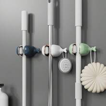 1入組簡約奢華鯨魚拖把架，不需打孔式浴室拖把夾，家庭收納拖把架 - 彩色 - 查看 3