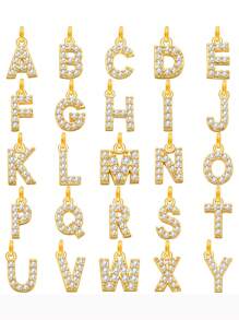 1pc Elegant Compact 26 Initial Letter Zirconia Pendant, DIY Customized Name Jewelry Charm For Necklace, Bracelet, Earrings - DIY Letters - View 6
