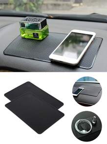 1pc Car Dashboard Sticky Anti-Slip PVC Mat, Non-Slip Gel Cushion With Car Shape, Interior Cell Phone Holder - Black - View 2