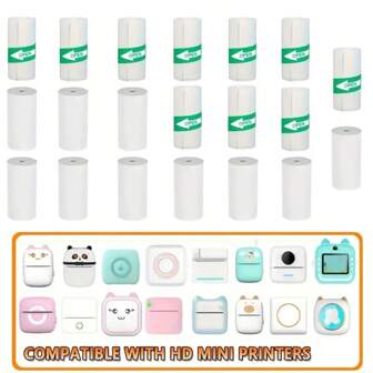 Giấy in ảnh mini Giấy nhãn nhiệt 57 * 25mm, Nhãn dán, Giấy tự dính màu trắng, Tương thích với máy in di động bỏ túi mini