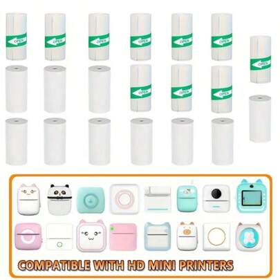 Mini Printer Camera Paper 57*25mm Thermal Label Paper, Sticker, White Self-Adhesive Paper, Compatible With Mini Portable Pocket Mobile Printer