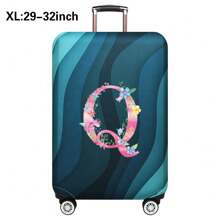 Husă de călătorie pentru bagaje de 18 până la 32 inch, huse de protecție pentru bagaje pentru bărbați și femei, accesorii esențiale pentru călătorii în aer liber, huse elastice pentru valiză, huse de praf elastice, la modă, inițială cu numele de la A la Z, imprimeu cu litere roz pentru școală, accesorii școlare, lucruri școlare