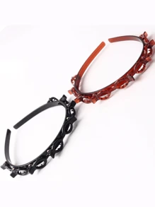 1/2 件多层镂空刘海辫发带，专业编织刘海夹，齿状头带编织工具，女士和女孩时尚发饰发夹头带发箍 - 彩色 - 查看 2