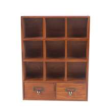 9-Cube 2 Drawers Pine Storage Organizer Display Cubby-Style Shelf Brown