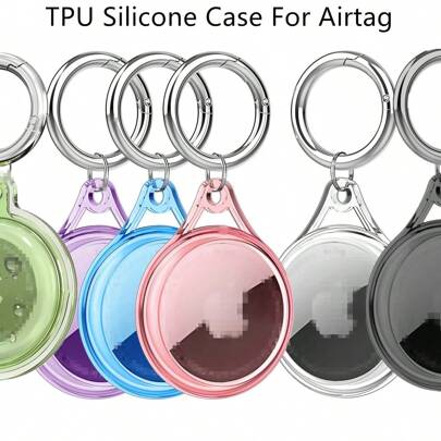 1pc Transparent TPU Protective Case For Airtag Antil-Lost Tracker, Soft Silicone Full Coverage, Waterproof Dustproof Shockproof, With Metal Keychain, Multiple Colors Available, Great Gift Idea