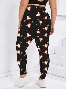 Jambiere de yoga cu imprimeu de marime plus, negru Skinny Riding