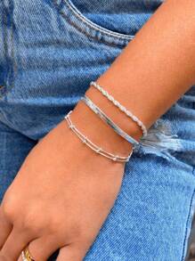 Women Bracelet Sets - Silver - View 2