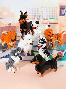 1 pieza Bloques de construcción de animales tipo perro (Chow Chow/Bulldog/Caniche/Labrador/Salchicha/Bulldog/Doberman/Perro de caza) mascota de compañía, juguete de construcción creativo y educativo, regalo de cumpleaños, decoración de habitación, Bulldog francés, juguetes para perros, bloques de construcción, Bulldog francés, bloques de construcción, Doberman