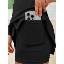 BZB Women's Athletic Tennis Dress Built In Shorts & Bra Adjustable Straps Sweetheart Neckline Golf Workout Mini Dress - Black - View 4