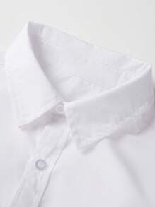 SOLOCOTE Camisa blanca formal de unicolor con bolsillo en el pecho para niñas preadolescentes