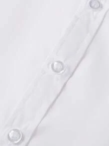 SOLOCOTE Camisa blanca formal de unicolor con bolsillo en el pecho para niñas preadolescentes